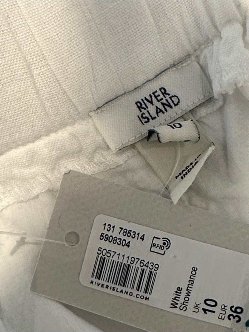 River Island NWT White High Waist Cotton Linen Blend Embroidered Shorts- Size 10 - Picture 6 of 6